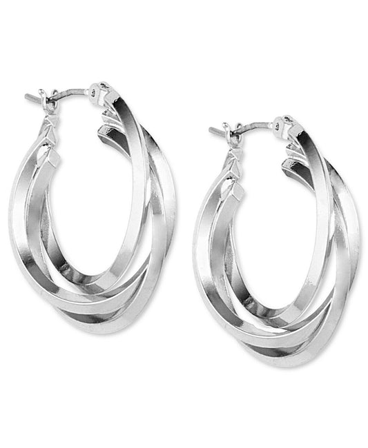 Anne Klein Silver Triple Ring Hoop Earrings