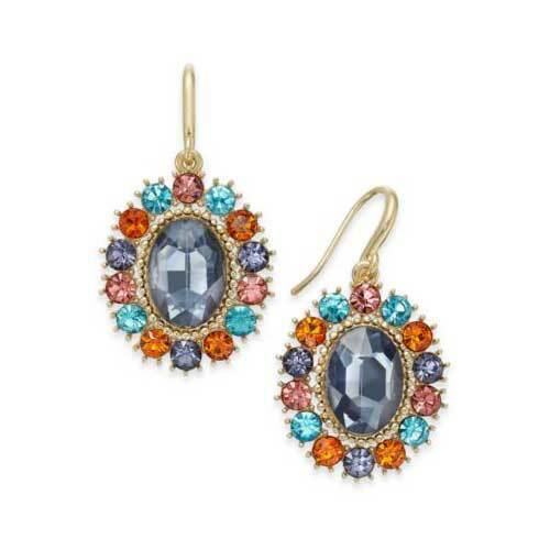 Charter Club Gold-Tone Multi-Color Crystal Oval Earrings