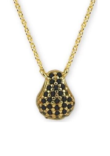 Argento Vivo Black Cubic Zirconia Teardrop Pendant Necklace in 18k Gold-Plate