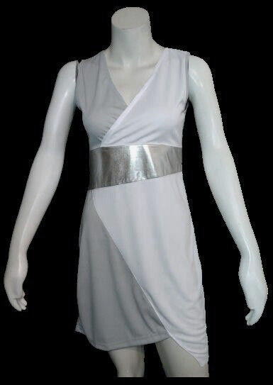 Gray & White Color Block Sleeveless Surplice Dress size M