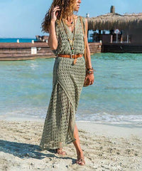 Crocheted Surplice Maxi Dress size S
