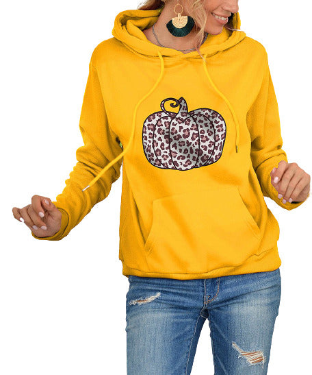La Mode Leopard Pumpkin Halloween Hoodie size M