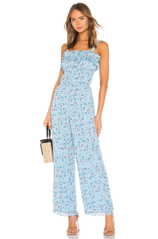 Tularosa Ellie Jumpsuit in Carolina Blue Floral