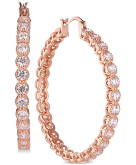 Tiara Cubic Zirconia Bezel Hoop Earrings