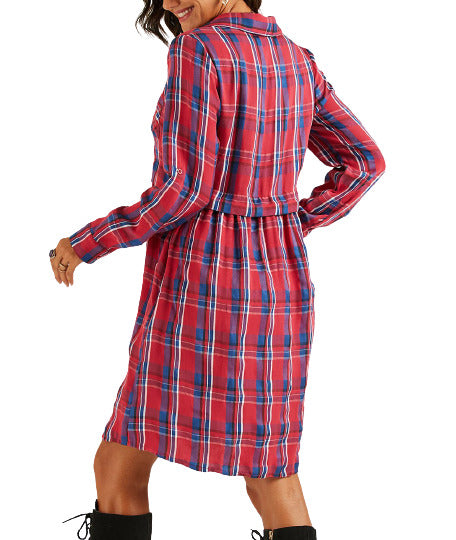Suzanne Betro Plaid Shirt Dress size L