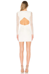 superdown Lauri White Deep V Lace Bodycon in White Lace - size S
