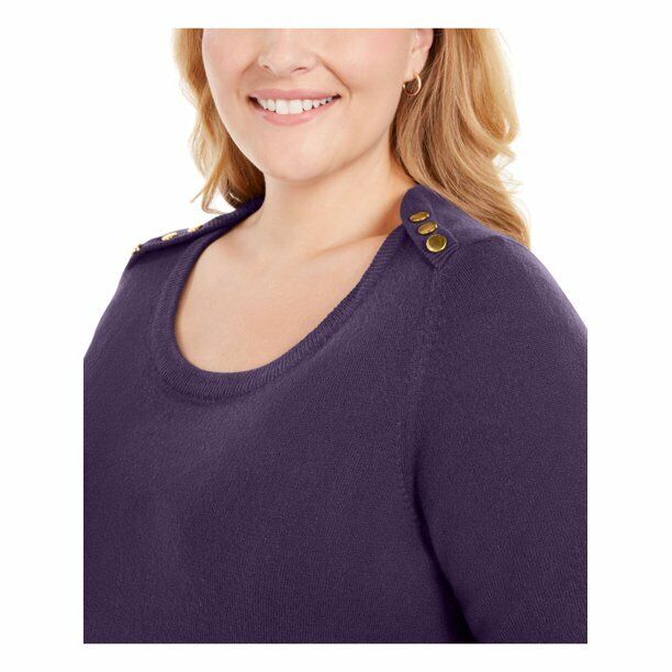 Karen Scott Plus Size Purple Button-Shoulder Sweater size 2X