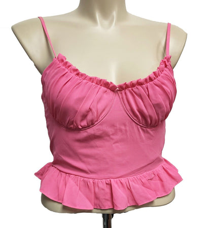 superdown Cadence Ruffle Cami Top in Hot Pink - size XL - Modified