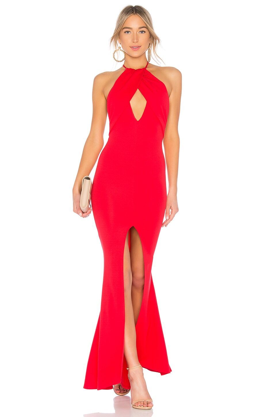 Lovers + Friends Front Cut Sexy Designed Rosa Gown in Red Rose