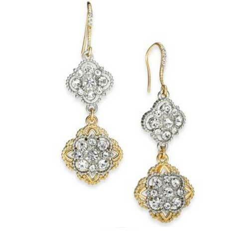 Charter Club Two-Tone Crystal Palazzo Linear Earrings