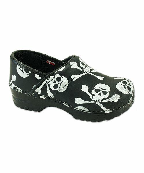 Sanita Black & White Skull Clogs - toddler size 9