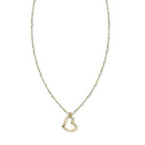 Argento Vivo White Beaded Chain Heart Necklace