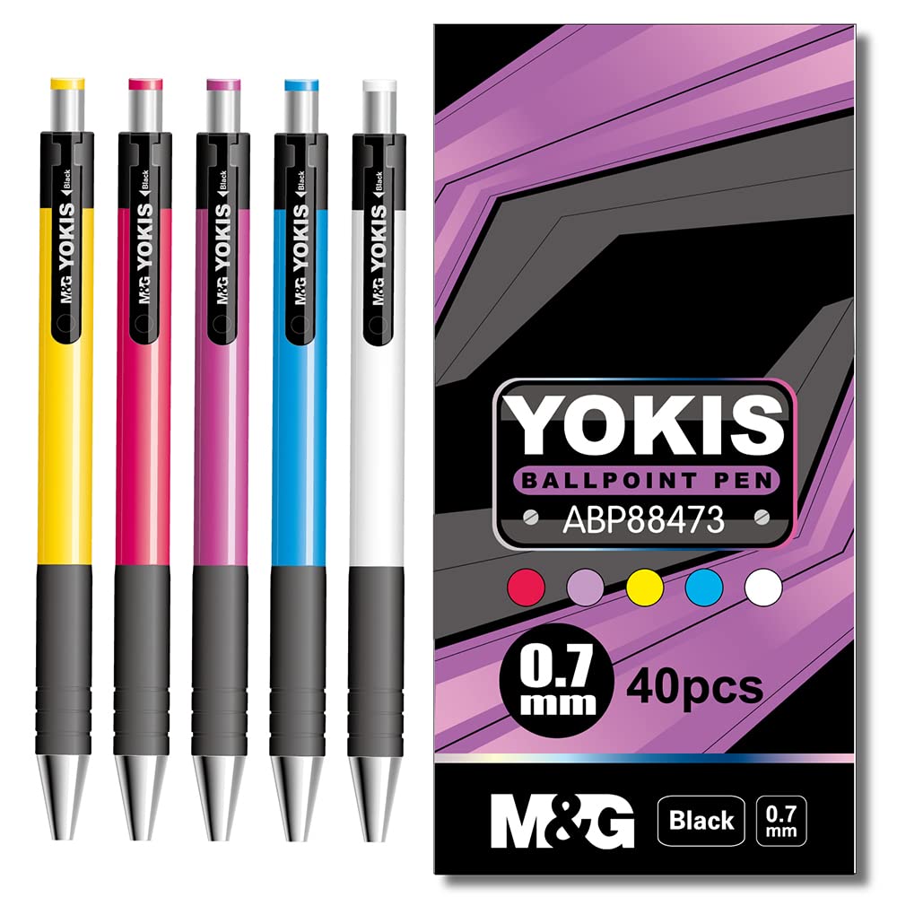 M&G Retractable Ball Pen 0.7mm Black Comfort Rubber Grip (10 per pack)