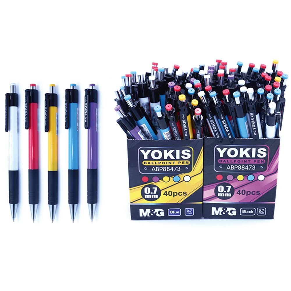 M&G Retractable Ball Pen 0.7mm Black Comfort Rubber Grip (10 per pack)