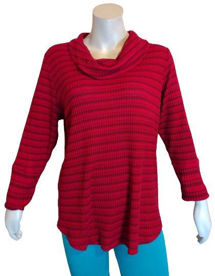 Style & Co. Woman Ton Stripe Red Stripe Sweater