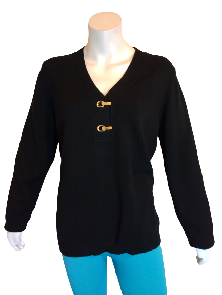 Charter Club Deep Black Henley Sweater