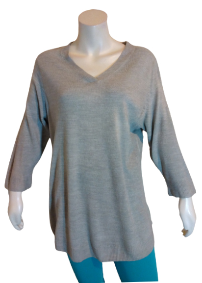 Karen Scott Smoke Grey Heather V-Neck Sweater
