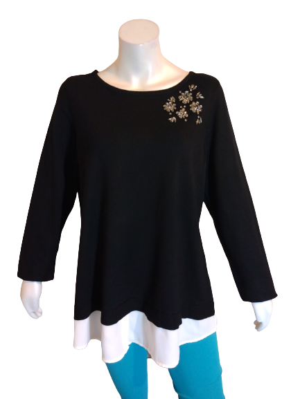 Charter Club Deep Black Rhinestone Studded Top