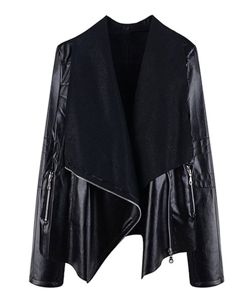 CELLABIE Black Drape-Front Moto Jacket