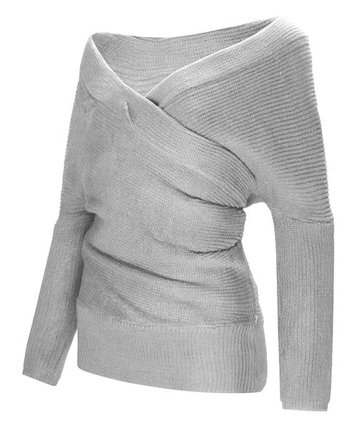 CELLABIE Gray Surplice Sweater