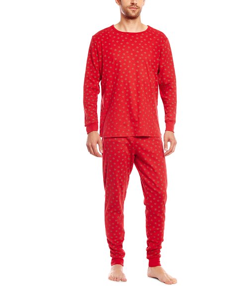 Leveret Red Snowflake Pajama Set - Men