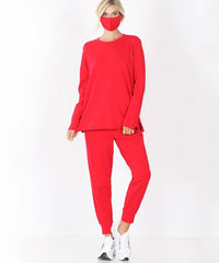 Ruby Long-Sleeve Tee, Joggers and Non-Medical Face Mask Set