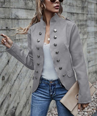 Suvimuga Gray Button-Accent Blazer