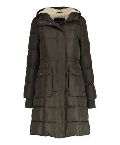 Lucky Brand Army Sherpa-Lined Hooded Puffer Coat