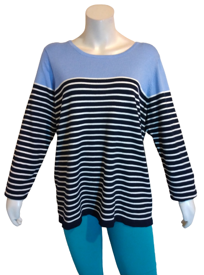 Karen Scott Woman Blue Finch Combo Striped Sweater