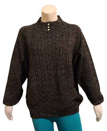 Karen Scott Black/White Marbled Pullover Sweater