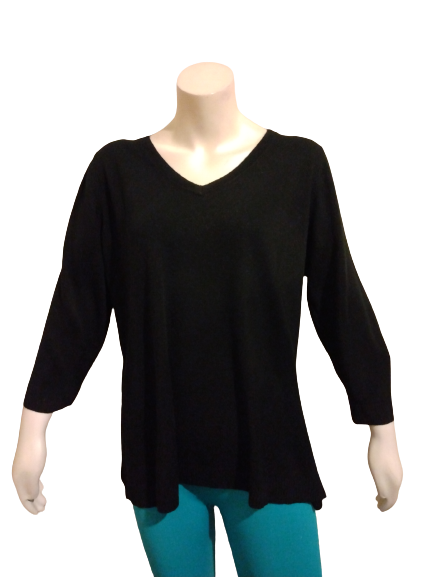 Karen Scott Woman Luxsoft Black Sweater V Neck
