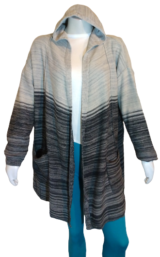 Style & Co. Grey Stripes Cardigan Sweater