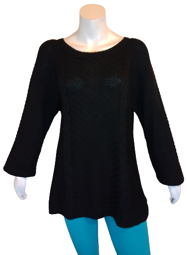 NY Collection Woman Black Knit Sweater V