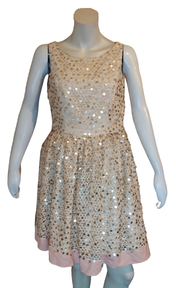 Minuet tan/pink sequined dress
