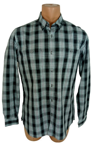 ALFANI Men Green Marble Plaid Slim Fit Shirt L