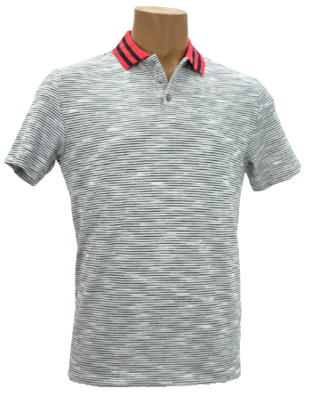 Alfani Bright White Novelty Striped Short Sleeve Polo Shirt S, M, L