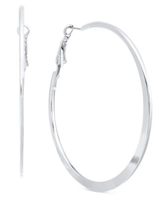 Alfani Silver-Tone Flat-Edge Hoop Ear Silver