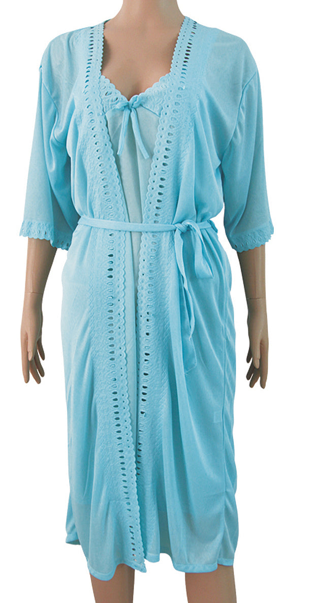 Paris Pink Satin Charmeuse Night Gown & Matching Robe Set