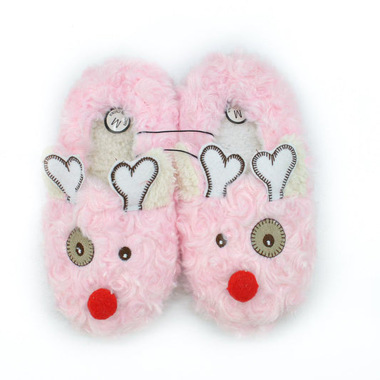 Diva General Collection Pink Reindeer Slippers