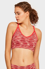 Sofra Ladies Seamless Heather Orange Print Racer Back Sports Bra