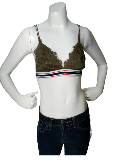 Emory Park Olive & White Lace Layer Bralette