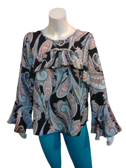 Black/Red Spease Paisley Blouse