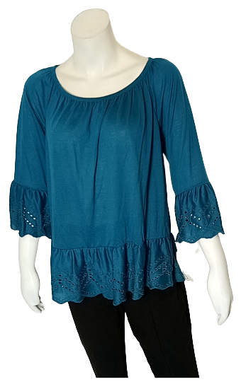 Turquoise Fever Ruffled Blouse