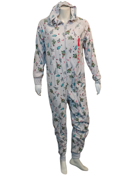 Family Pajamas Mens Festive Tree-Print Hooded 1-Pc