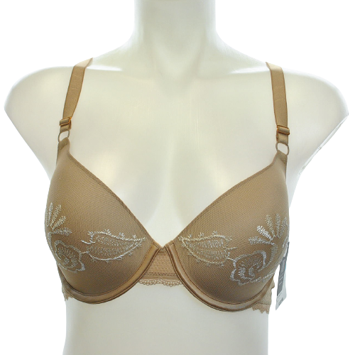 INC International Concepts Embroidered Lace-Back Push-Up Bra Taupe Dream