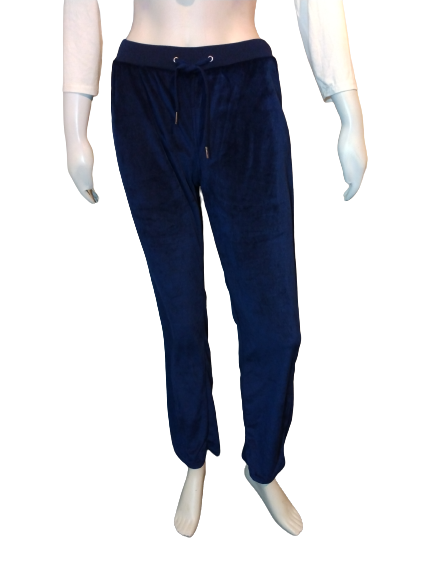 White Mark Navy Velour Sleep Pant L