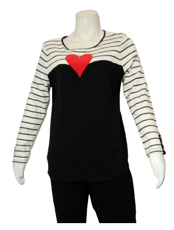 Black/White Red Beaded Blouse