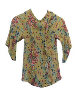 Floral Print yellow ruffled blouse