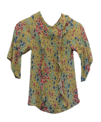 Floral Print yellow ruffled blouse