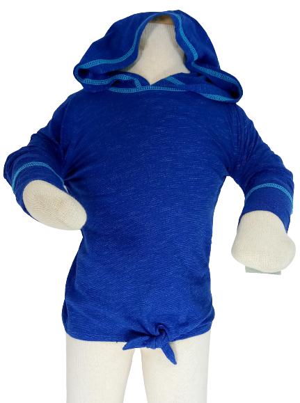Blue Knot-front hooded sweatshirt